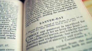 close up of an easter verse in a bible