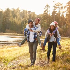 family hiking in mont tremblant, canada